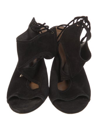 Aquazzura Suede Cutout Accent T-Strap Pumps