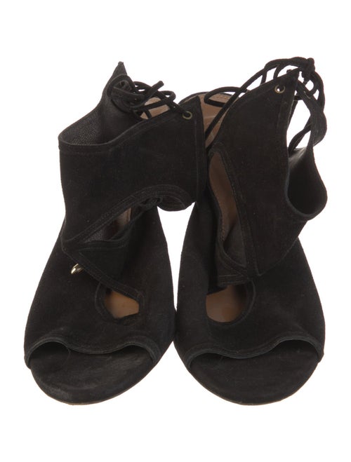 Aquazzura Suede Cutout Accent T-Strap Pumps