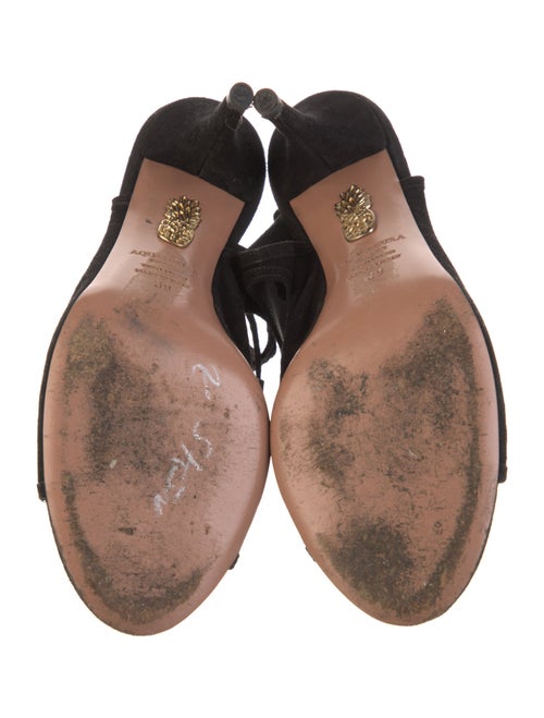 Aquazzura Suede Cutout Accent T-Strap Pumps