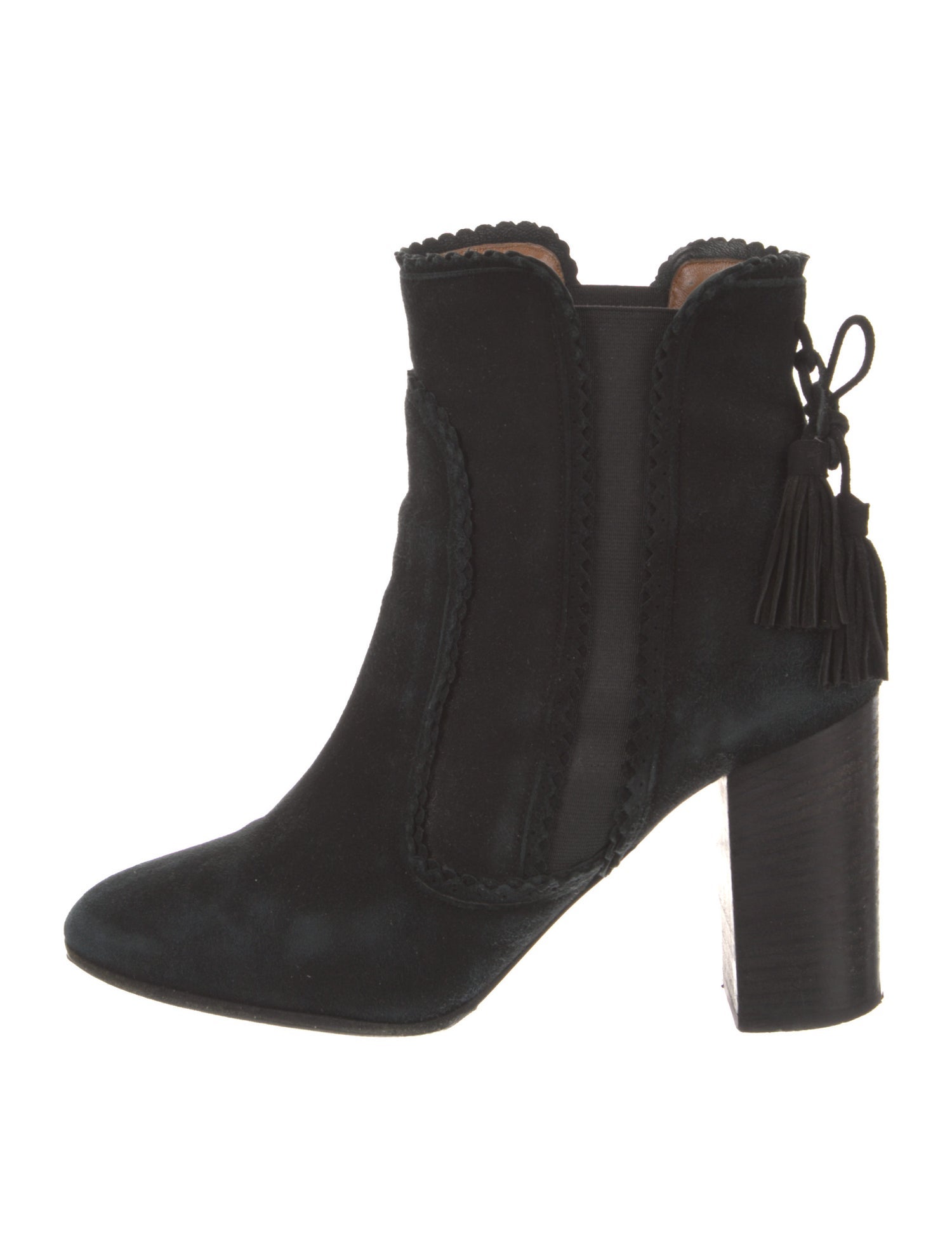 Aquazzura Suede Tassel Accents Chelsea Boots