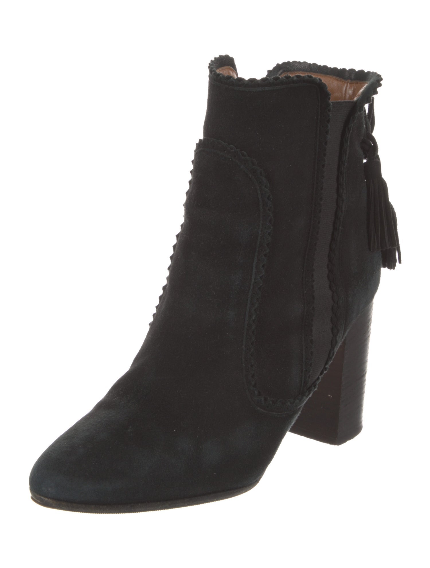 Aquazzura Suede Tassel Accents Chelsea Boots