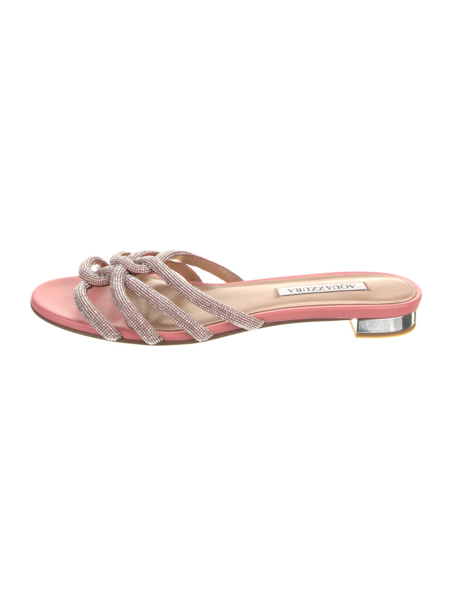 Aquazzura Leather Crystal Embellishments Slides