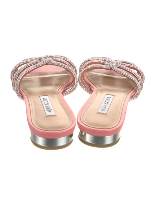 Aquazzura Leather Crystal Embellishments Slides