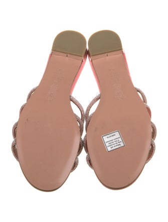 Aquazzura Leather Crystal Embellishments Slides