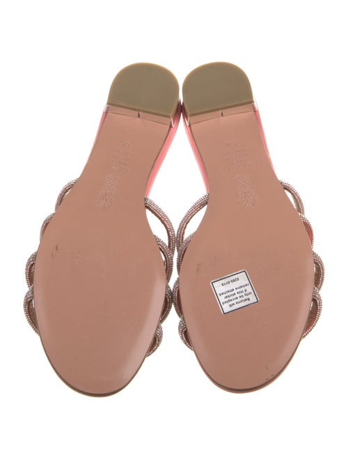 Aquazzura Leather Crystal Embellishments Slides