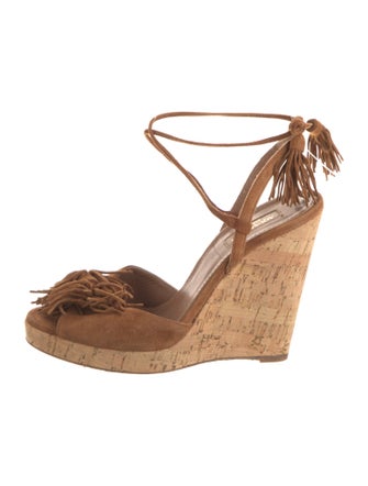Aquazzura Suede Tassel Accents Gladiator Sandals