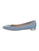 Aquazzura Denim Crystal Embellishments Ballet Flats