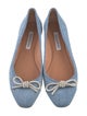 Aquazzura Denim Crystal Embellishments Ballet Flats