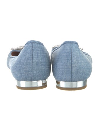 Aquazzura Denim Crystal Embellishments Ballet Flats