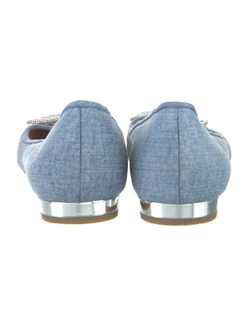 Aquazzura Denim Crystal Embellishments Ballet Flats