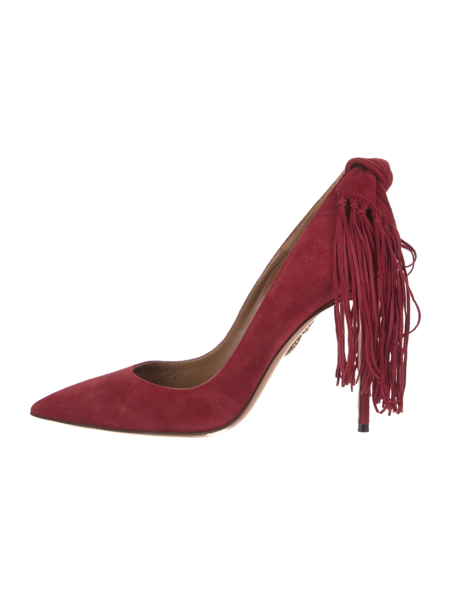 Aquazzura Suede Fringe Trim Accent Pumps