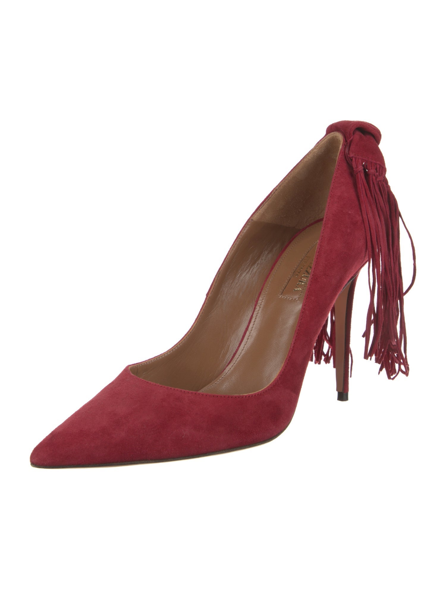Aquazzura Suede Fringe Trim Accent Pumps
