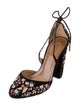 Aquazzura Suede Floral Print D'Orsay Pumps