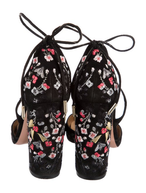 Aquazzura Suede Floral Print D'Orsay Pumps