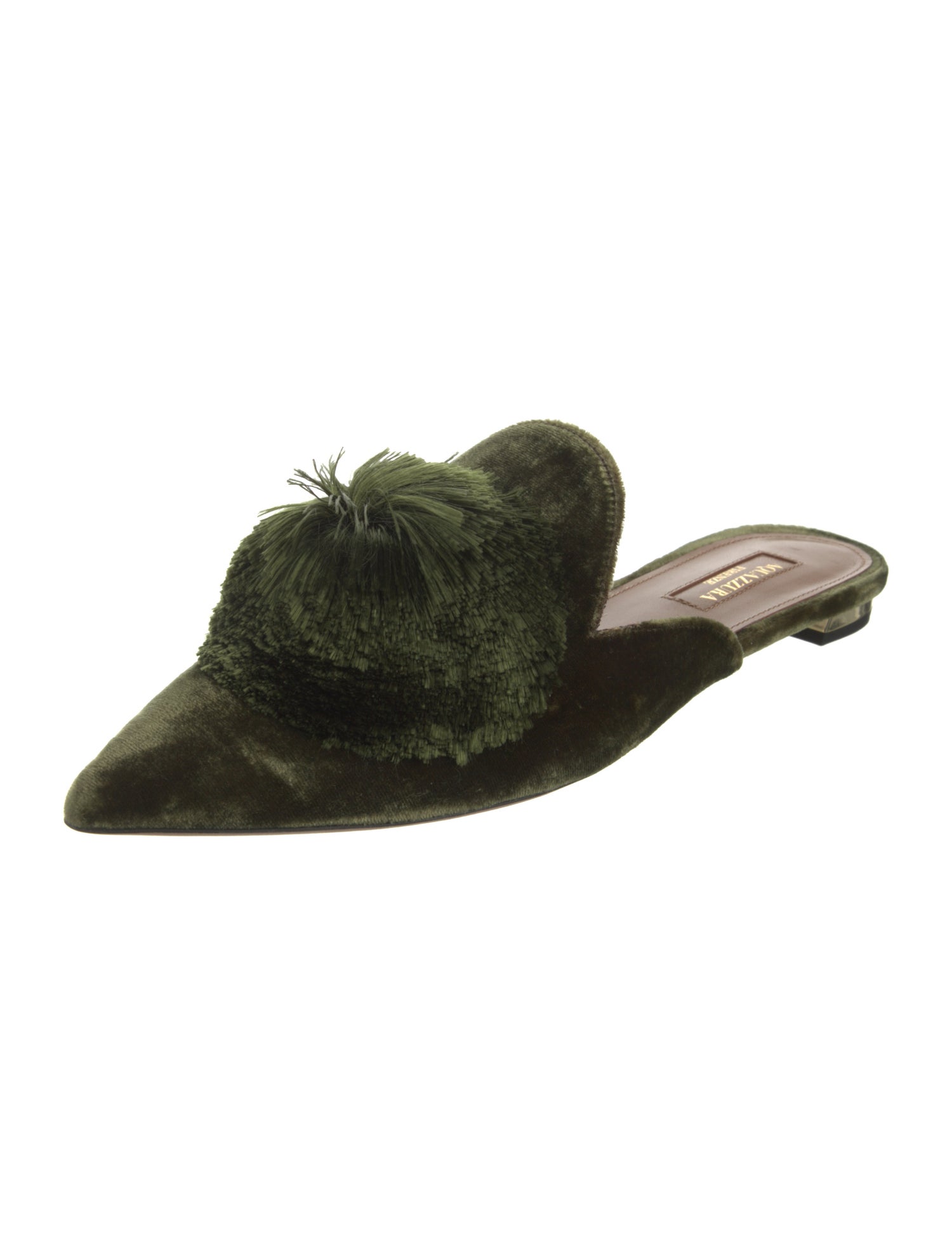 Aquazzura Velvet Pom-Pom Embellishments Mules