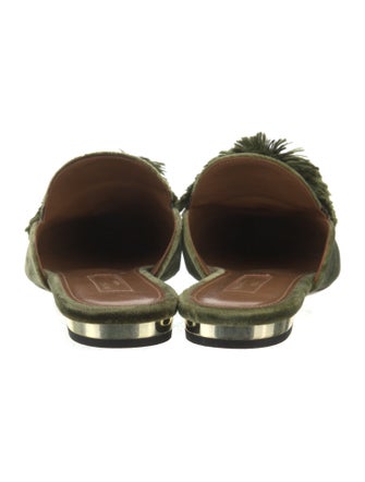 Aquazzura Velvet Pom-Pom Embellishments Mules