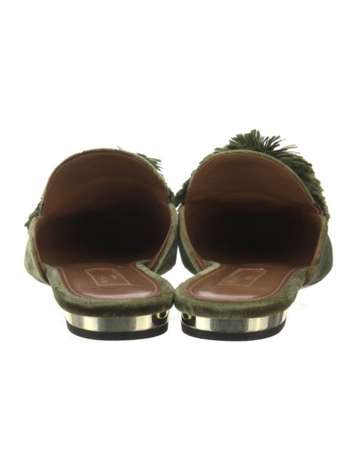 Aquazzura Velvet Pom-Pom Embellishments Mules