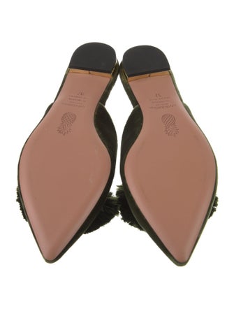 Aquazzura Velvet Pom-Pom Embellishments Mules