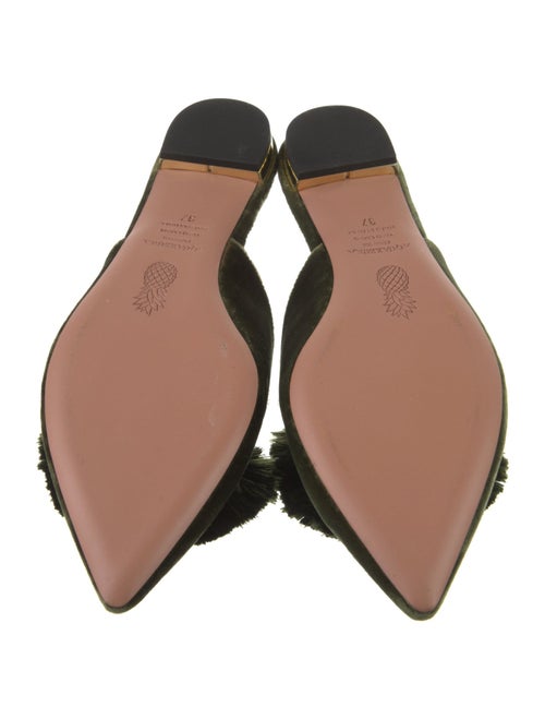 Aquazzura Velvet Pom-Pom Embellishments Mules