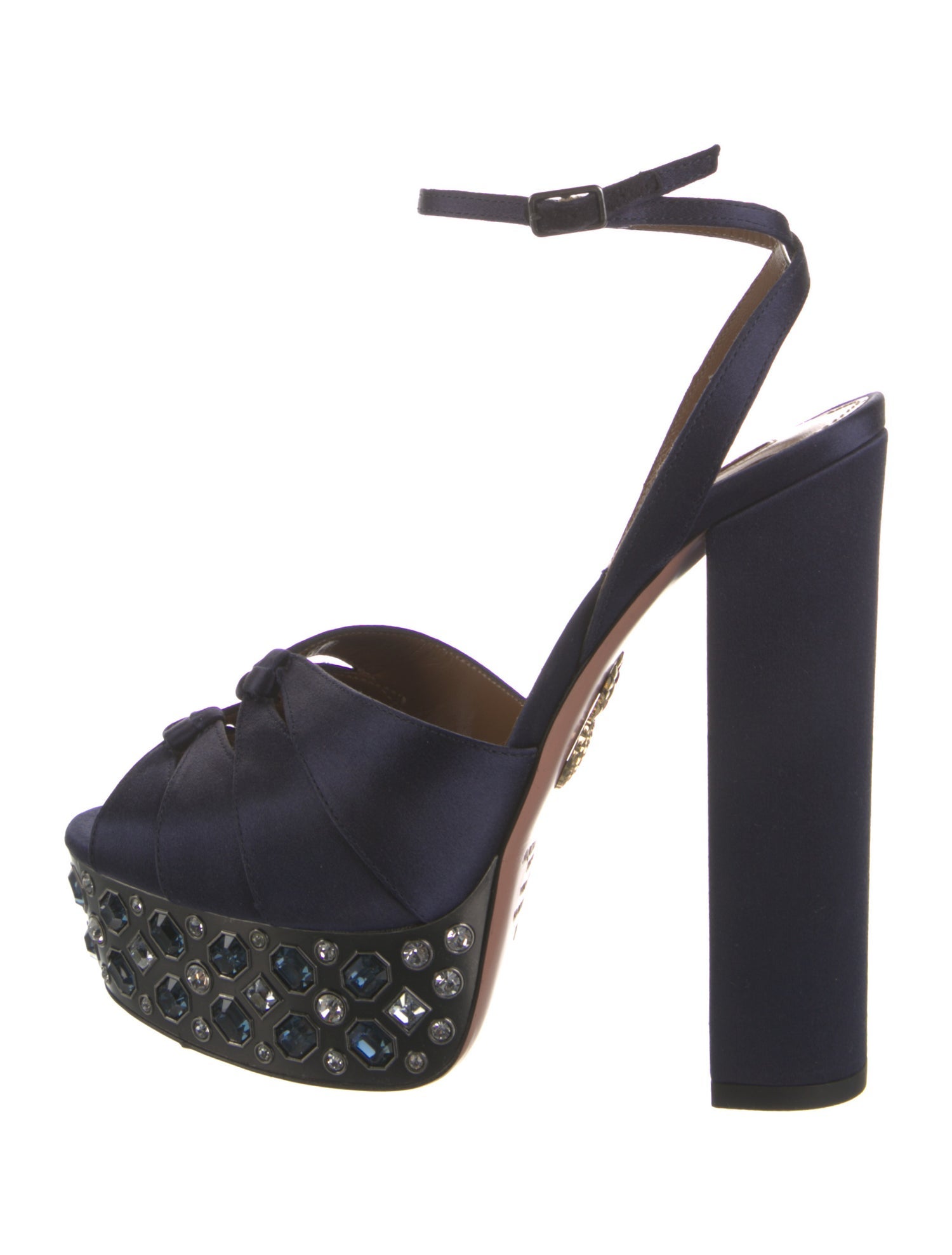 Aquazzura Satin Crystal Embellishments Sandals