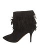 Aquazzura Suede Fringe Trim Accent Lace-Up Boots
