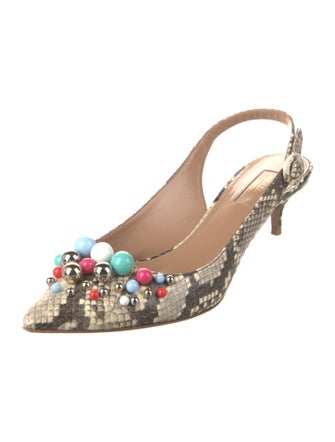 Aquazzura Snakeskin Animal Print Slingback Pumps