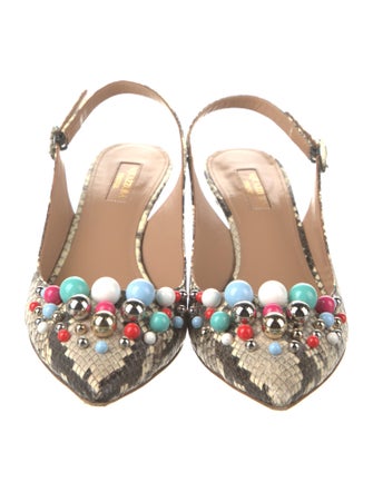 Aquazzura Snakeskin Animal Print Slingback Pumps