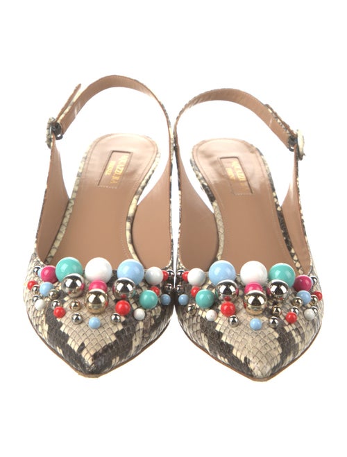 Aquazzura Snakeskin Animal Print Slingback Pumps