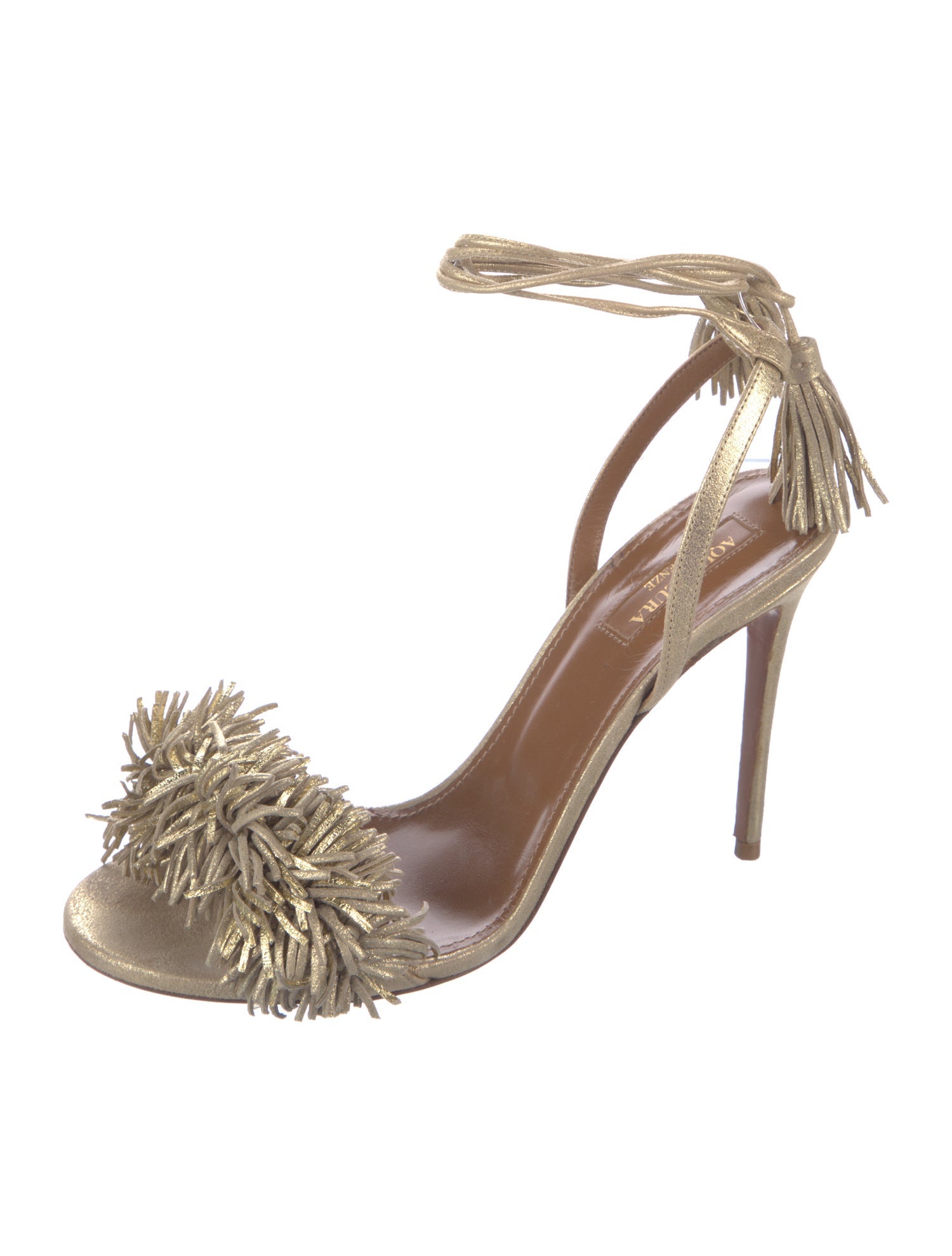 Aquazzura Leather Tassel Accents Sandals