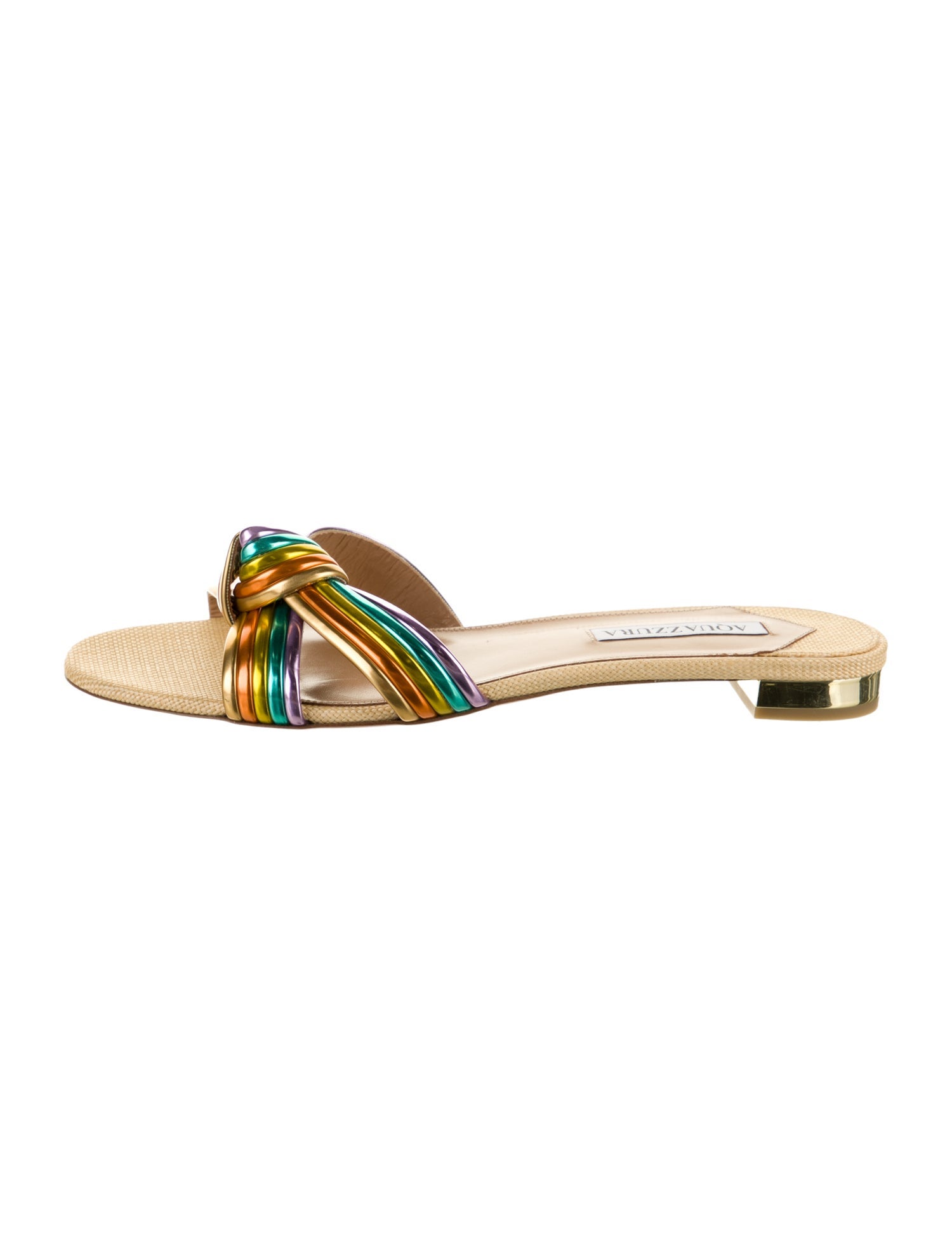 Aquazzura Leather Striped Slides