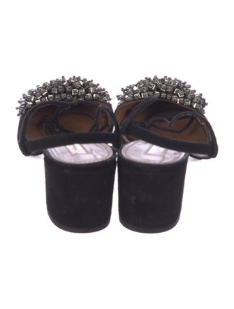 Aquazzura Suede Crystal Embellishments Slingback Pumps