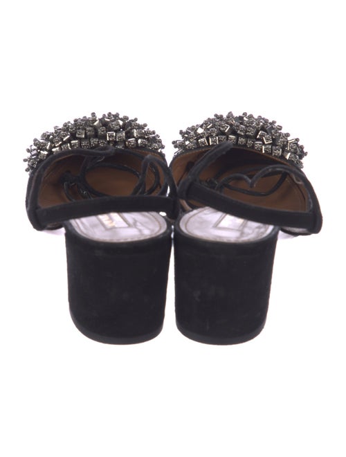 Aquazzura Suede Crystal Embellishments Slingback Pumps