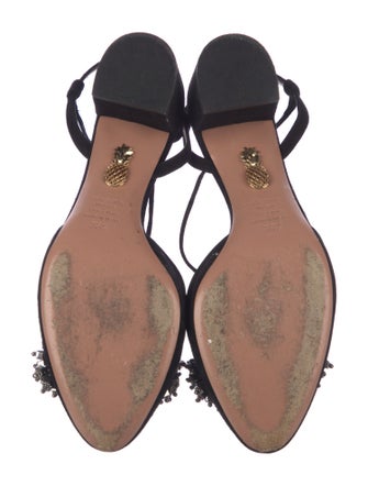 Aquazzura Suede Crystal Embellishments Slingback Pumps