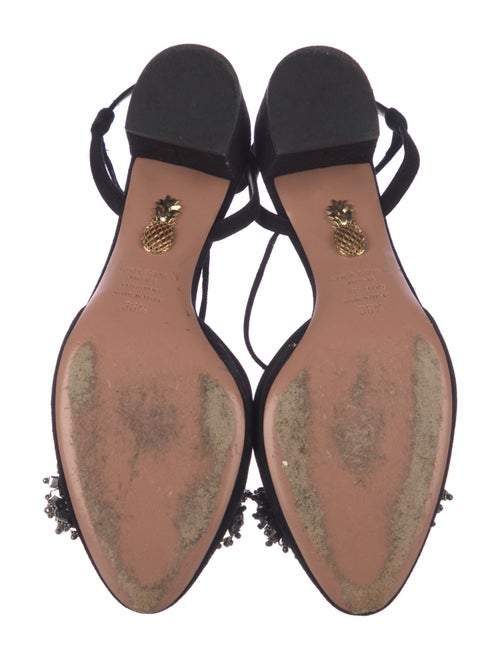Aquazzura Suede Crystal Embellishments Slingback Pumps