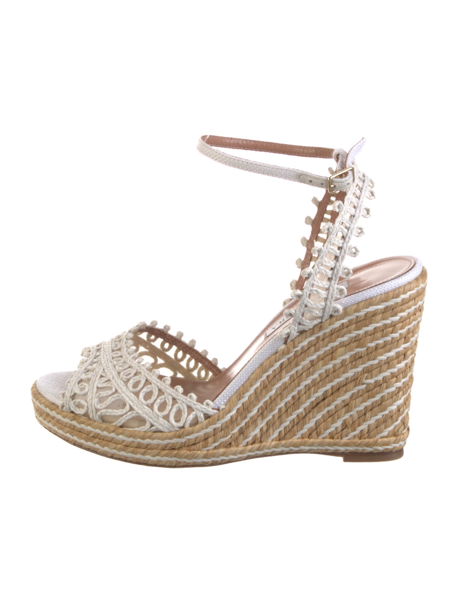 Aquazzura Raffia Colorblock Pattern Espadrilles