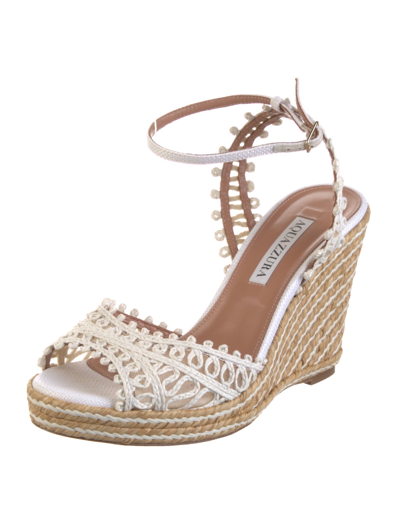 Aquazzura Raffia Colorblock Pattern Espadrilles