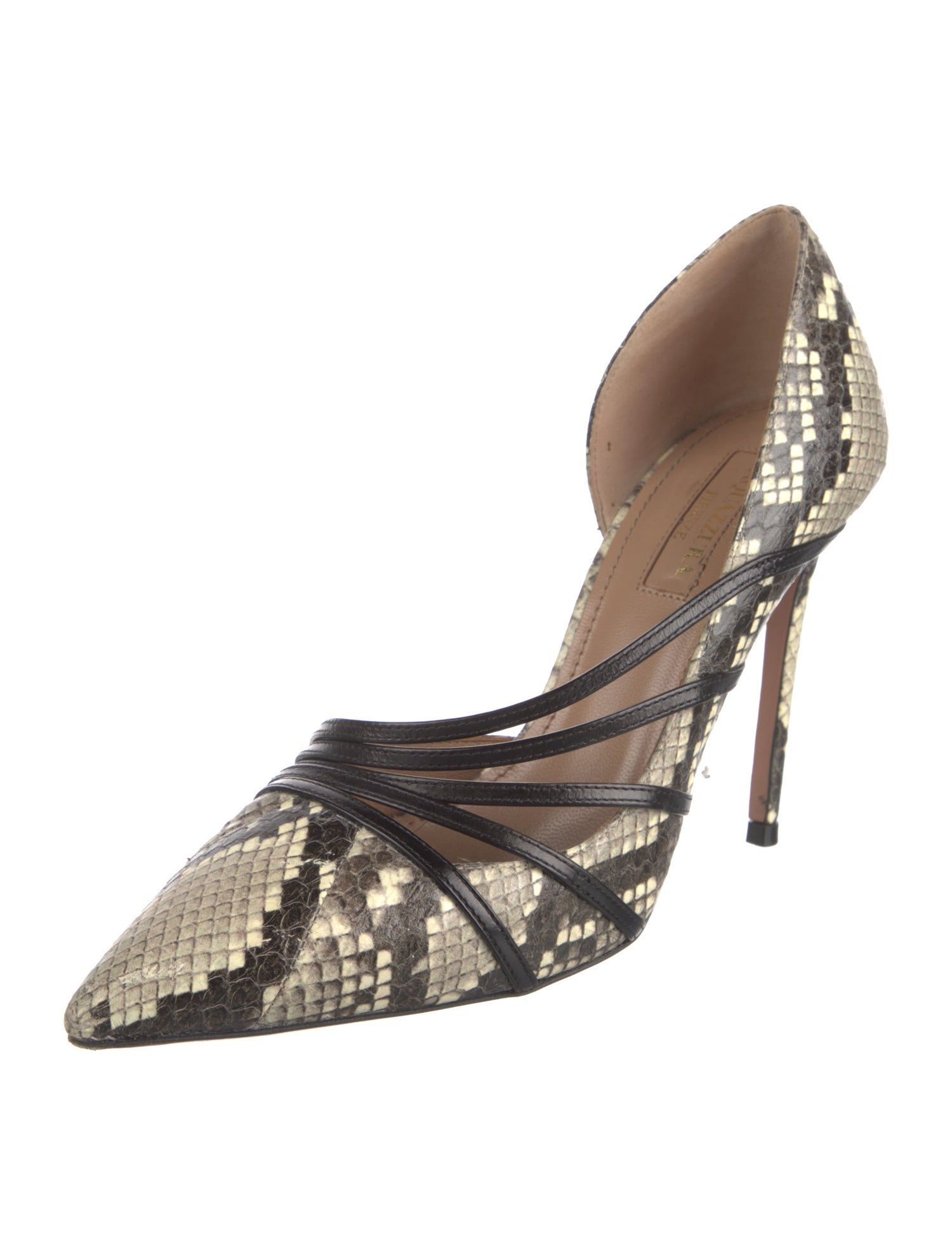 Aquazzura Leather Animal Print D'Orsay Pumps