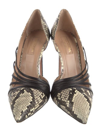Aquazzura Leather Animal Print D'Orsay Pumps