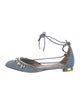 Aquazzura Denim Crystal Embellishments Flats