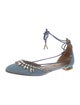 Aquazzura Denim Crystal Embellishments Flats