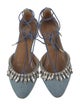 Aquazzura Denim Crystal Embellishments Flats