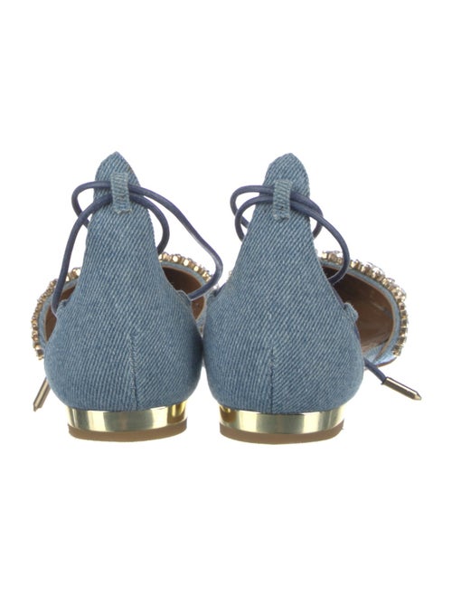 Aquazzura Denim Crystal Embellishments Flats