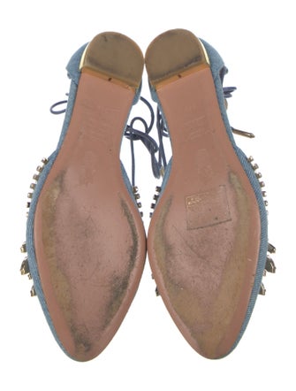 Aquazzura Denim Crystal Embellishments Flats