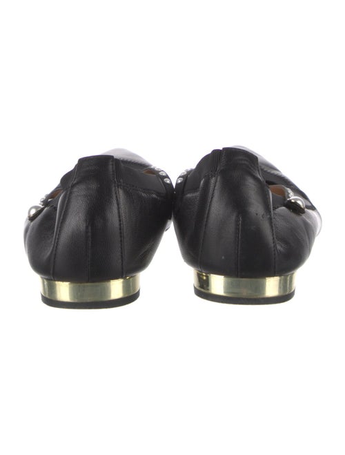 Aquazzura Leather Beaded Accents Ballet Flats