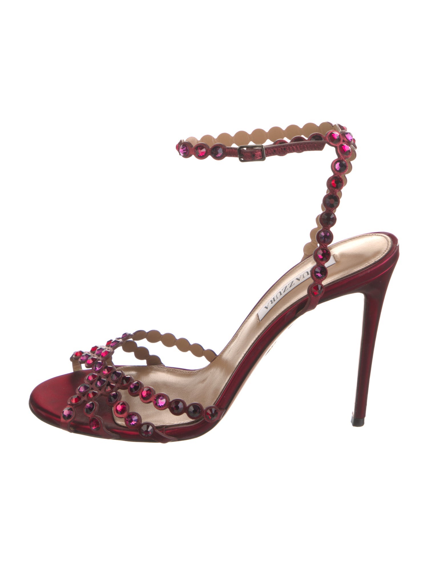 Aquazzura Leather Crystal Embellishments Sandals