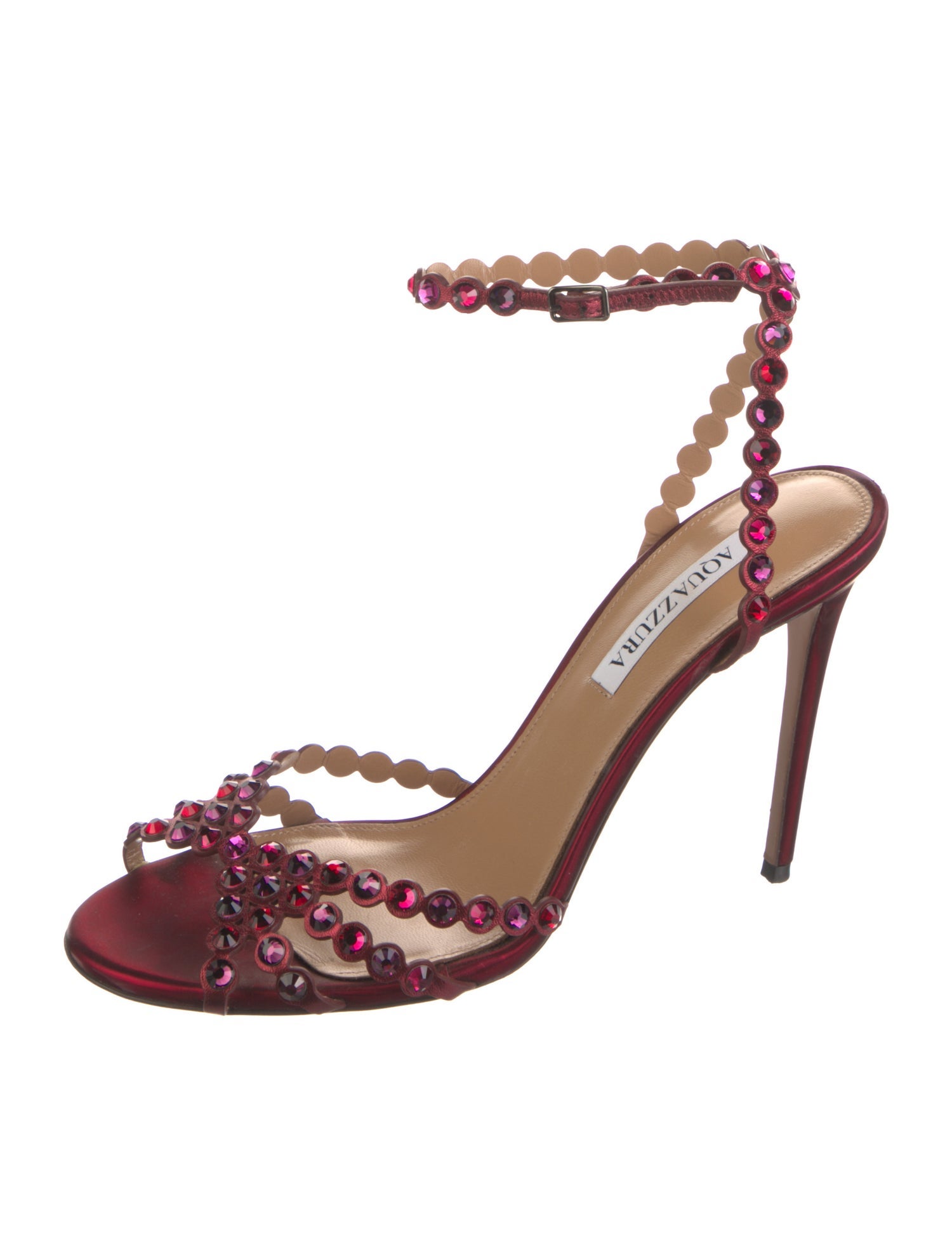 Aquazzura Leather Crystal Embellishments Sandals