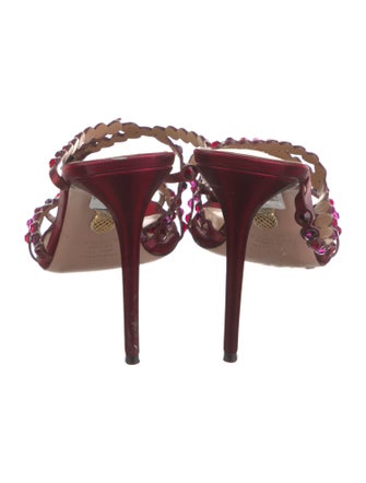 Aquazzura Leather Crystal Embellishments Sandals