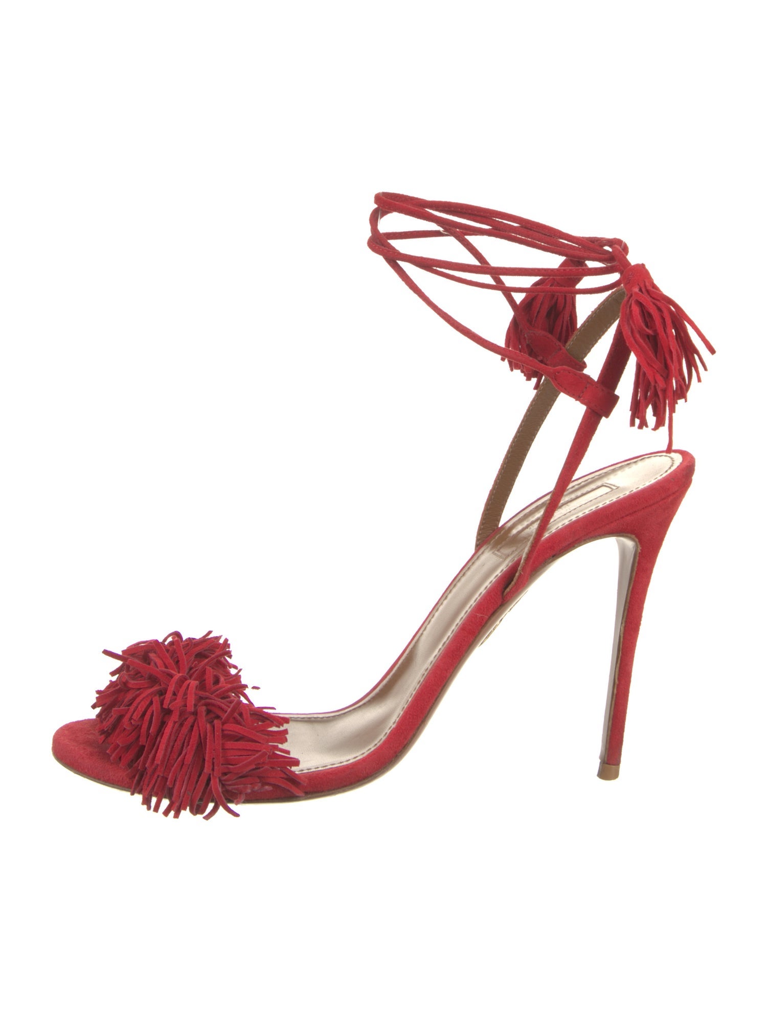 Aquazzura Suede Tassel Accents Sandals