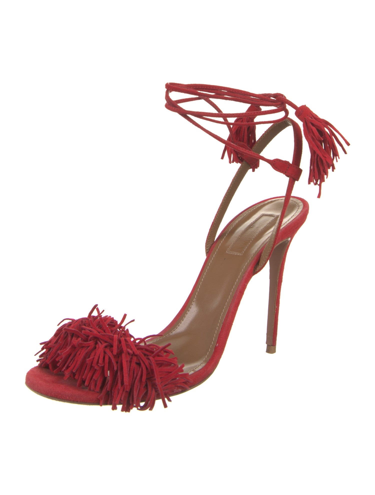 Aquazzura Suede Tassel Accents Sandals