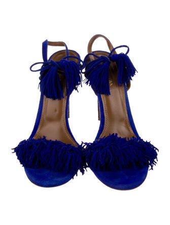 Aquazzura Suede Tassel Accents Sandals